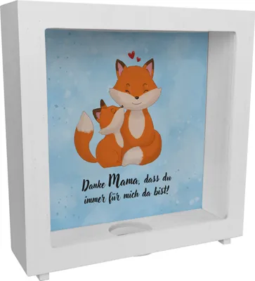 Produktbild von Danke Mama, dass du für mich da bist Rahmen Spardose aus Holz mit Fuchs
