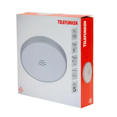 Obrázek produktu pro TELEFUNKEN BOLWA LED stropní koupelnové svítidlo, ochrana proti stříkající vodě IP44, detektor pohybu, soumrakový senzor, dosah 8 m, bílé, 29 x 6,6 cm