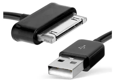 Produktbild von CELLONIC USB Kabel 1.0m kompatibel mit Samsung Galaxy Note 10.1 / Tab 8.9 / Tab 10.1 / Tab 2 7.0 / Tab 2 10.1 / GT-N8000 / GT-P3100 Tablet Ladekabel 30 Pin Connector auf USB A 2.0 Datenkabel schwarz