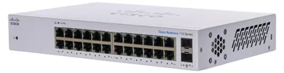 Immagine prodotto di Cisco Business serie 110-24T - Switch - non gestito - 24 x 10/100/1000 + 2 x Kombi-Gigabit-SFP - Desktop, rack montierbar, wandmontierbar