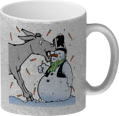 Produktbild von Schneemann und Esel Humor Glitzer-Kaffeebecher