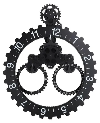 Mechanische Zahnrad-Wanduhr, Retro, Schwarz, 39,5 cm