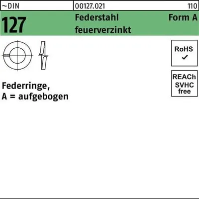 Produktbild von Reyher  Federringe DIN 127 FederSt. A 6 tZn (1000 Stück)