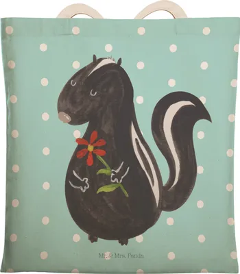 Produktbild von Mr. & Mrs. Panda Tote Bag Stinktier Blume - Türkis Pastell - Geschenk, Raubtier, Einkaufstasche, Träume, Tasche, Stinker, Beutel, Dreams, Stofftragetasche, shopping