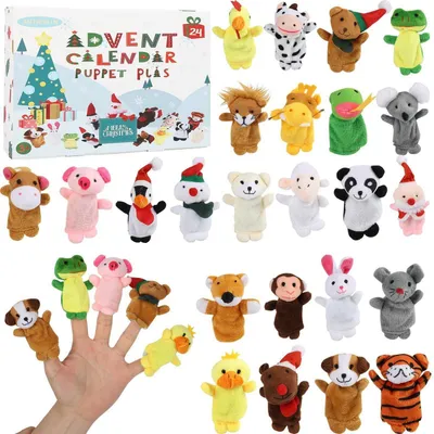 Immagine prodotto di Calendario dell'Avvento 2025 per bambini, con 24 animali, marionette per le dita, giochi interattivi, calendario natalizio, regalo per neonati e bambini piccoli