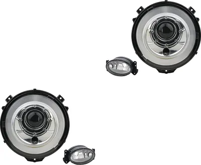 Zdjęcie produktu dla Zestaw reflektorów ksenonowych pasujący do Mercedes W461 463 G-Klasse, produkcja od 2008 roku. Zawiera żarówki D1S oraz światła przeciwmgielne. Numery części: 1698201556, A1698201556, 1698201656, A1698201656, 4638200759, A4638. John's