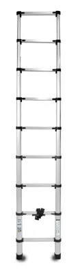 Immagine prodotto di DRABEST | Scala telescopica in alluminio 3,7 m, 9 gradini, pieghevole, leggera 6,5 kg, piedini antiscivolo, portata 125 kg