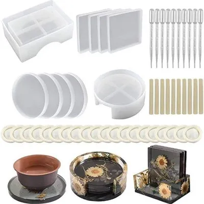 Obrázek produktu pro Silikonové formy pro DIY pryskyřici, epoxidovou pryskyřici, formy na odlévání, 10 kusů, nepravidelné a kulaté tvary