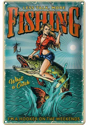 Produktbild von Blechschild Pin Up 20x30cm less talk more fisching Angeln