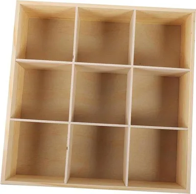 Productafbeelding van Houten Opbergdoos - Sieradenhouder Organizer - Desktop Organiseren - Meerdere Compartimenten - 32.3 x 32.3 cm - Houtkleur