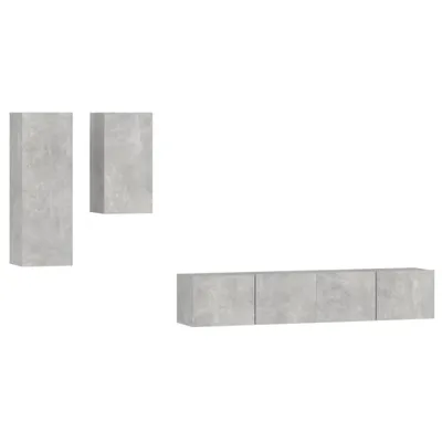 Produktbild von vidaXL 4-tlg. TV-Schrank-Set Betongrau Holzwerkstoff