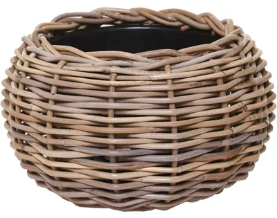 Image de VIVANNO Corbeille décorative en rotin PALLA Ronde, Naturellement tressée - 29x19 cm
