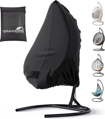Productafbeelding van Famanu beschermhoes voor een enkele eierstoel, 190x115 cm - Zwarte hoes met rits