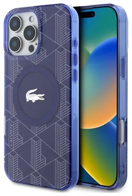 Obrázok produktu pre Puzdro Lacoste Hardcase Blend Monogram MagSafe pre iPhone 16 Pro Max v tmavo modrej farbe