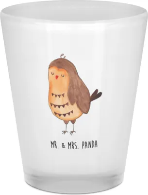 Produktbild von Mr. & Mrs. Panda Likörglas Eule Zufrieden - Transparent - Geschenk, Müde, Likör Glas, Stamper, Gläschen, Owl, Hochzeitstag, Pinnchen, Schnapsglas, glücklich, Romantisch