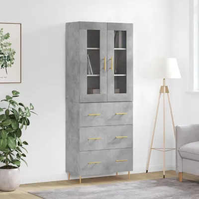 Immagine prodotto di vidaXL Credenza grigio cemento 69,5x34x180 cm materiale a base di legno