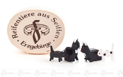 Produktbild von Reifentier Katzenfamilie klein in Spandose (4)  Höhe ca 2,5 cm NEU