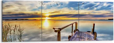 Produktbild von Bild auf Leinwand - Leinwandbild - See Brücke - 150x50cm - Wand Bild - Wanddeko - Wandbilder - Leinwanddruck - Bilder - Kunstdruck - Wanddekoration - Leinwand bilder - Wandkunst - CA150x50-3963