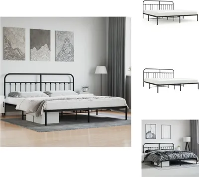 Produktbild von vidaXL Bettgestell mit Kopfteil Metall Schwarz 193x203 cm -  Betten & Bettgestelle