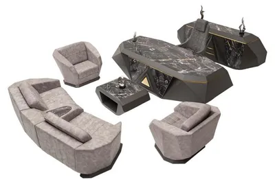 Produktbild von Zeitlos 6tlg. Arbeitszimmer Set Chef Büromöbel Homeoffice Designer Sitzgruppe