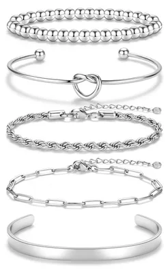 Productafbeelding van Omgoods - 5 Stuks Verstelbare Armbandenset voor Vrouwen in Goud en Zilver