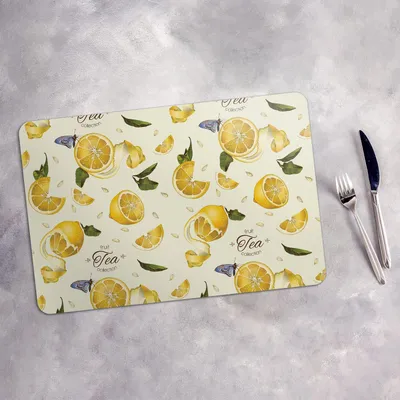 Produktbild von Tischset 6x45x30 cm + 6x10fi cm Platzset Tischmatte Platzmatte Untersetzer - Früchtetee Zitrone
