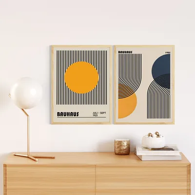 Produktbild von Wallity, Dekoratives gerahmtes MDF-Gemälde (2 Stück), 50 x 35 cm | 100% MDF (3 mm), Rahmen: 100% MASSIVHOLZ (2 cm) | Stilvolle Wanddekoration für jedes Zuhause.