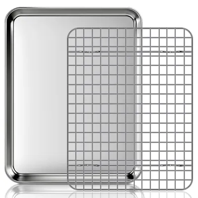 Productafbeelding van Bakplaat met Koelrooster 31,5 x 24,5 x 2,5 cm, roestvrij staal en vaatwasmachinebestendig