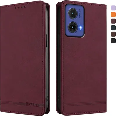 Obrázek produktu pro Pouzdro pro Motorola Edge 50 Fusion/Moto G85, retroPolyuretankožené flip pouzdro s stojánkem a přihrádkami na karty Červený