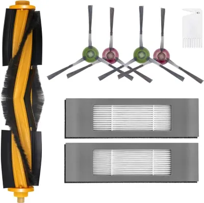 Produktbild von 8 Stück Zubehör für Ecovacs Deebot Ozmo 950/920/N7/N8/N8+/T8/T8+/T8 AIVI/T8 AIVI+/T9/T9+ Staubsauger, 1 Hauptbürste, 2 Filter, 4 Seitenbürsten, 1 Reinigungsbürste