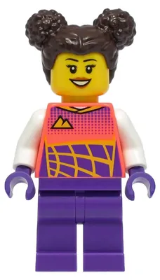 Produktbild von LEGO Minifigur Stuntz Driver - Female, Coral Racing Shirt with White (cty1331)