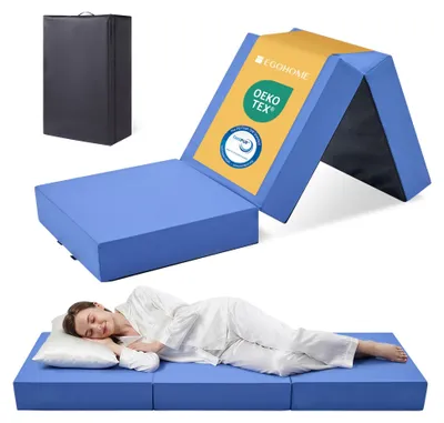 Productafbeelding van EGOHOME Opvouwbare matras, 195x65x15 cm, 3-delige gastenmatras met bamboe-memoryfoam