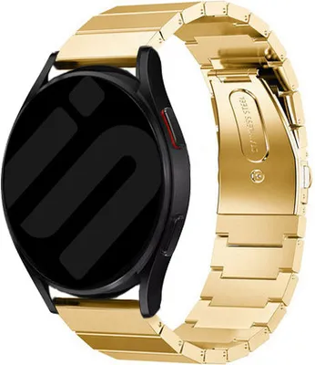Produktbild von Strap-it Stahlarmband - Kompatibel mit Samsung Galaxy Watch Armband 42mm Ersatzarmband Edelstahl - Faltschließe - Hochwertiges Material - für Smartwatch 20mm Armband Gold