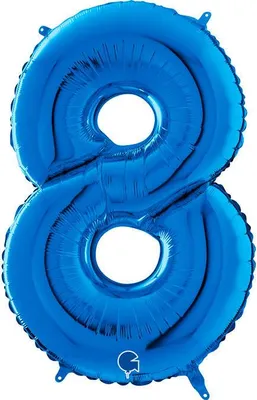 Image de Ballon en plastique chiffre 8, bleu, 66 cm, Grabo