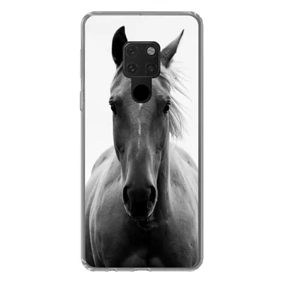 Produktbild von MuchoWow® Handyhülle Schutzhülle Hülle für Huawei P40 Lite Pferd - Schwarz - Weiß - Porträt Silikon Softcase Handy Hülle - Handy