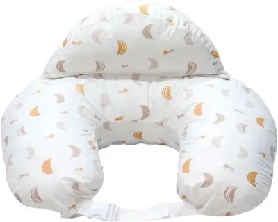 Productafbeelding van Laavir® Voedingskussen - 3-in-1 Zwangerschapskussen met Afneembare Hoes - Ergonomisch Baby Voedingskussen - Ondersteuning bij Borstvoeding & Flesvoeding - Maan & Ster Design - Wit