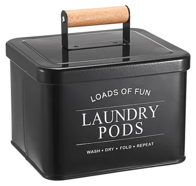 Produktbild von Aufbewahrungsbox mit Edelstahl für Waschmittel, wasserdichte Waschpulverbox mit Deckel, Aufbewahrungsbehälter für Spülmaschinentabs, Waschmittel, Wäscheppads, Trocknerbälle, schwarz