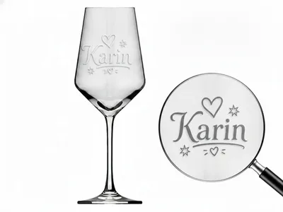 Produktbild von 1x Weinglas Gravur Karin Namensglas 350ml spülmaschinenfest personalisiert