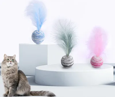 Produktbild von INF Sternball mit Katzenspielzeug mit Feder Rot
