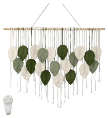 Produktbild von Großer Wandbehang Wandteppich Wandkunst Dekor Boho Makramee Gewebte Handgemachte Quaste Blatt Tapisserie Böhmische Wanddekoration Wohnzimmer für Schlafzimmer Wohnzimmer Galerie (110 × 80 cm)