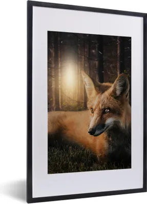 Produktbild von MuchoWow® MuchoWow® Gerahmtes Poster Fuchs - Dschungel - Baum 40x60 cm - Poster mit zchwarzem Bilderrahmen - Poster in Rahmen