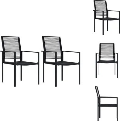 Image de vidaXL Chaises de jardin 2 pcs. PVC Rotin Noir - Chaises de jardin