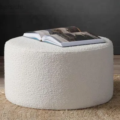 Produktbild von Eleganter Boucle-Hocker im klassischen Design, 60 cm, mit abziehbarem Bezug