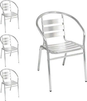 Produktbild von 4 Stück stabile Aluminuim Bistrostühle stapelbar