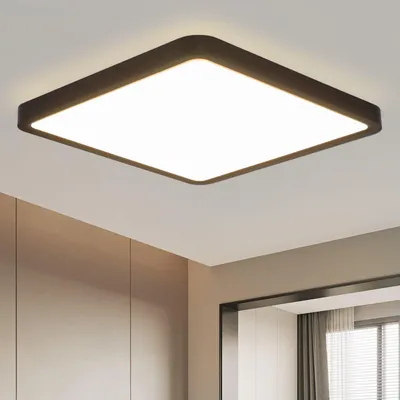Image de ZMH LED Plafonnier Noir Plat Plafonnier 18W 23CM Angulaire Chambre Plafonnier IP20 4000K pour Cuisine Couloir