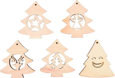 Produktbild von Holz-Christbaumkugel Baum 02 - 5 Stück