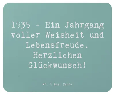 Produktbild von Mr. & Mrs. Panda Mauspad Spruch 1935 Geburtstag - Meeresbrise - Geschenk, mausteppich, Mouse Pad, laptop mousepad, Geburtstagsglückwünsche, Alter, Geburtstagsfreude