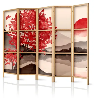 Produktbild von framed concept - Paravent Raumteiler aus Holz 225x172 cm, 5-teilig, einseitig, im orientalischen Stil