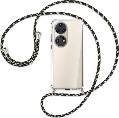 Produktbild von Handykette Backcover-Schutzhülle mit Band (Metall silberfarben) für Huawei P50 Pro - camouflage