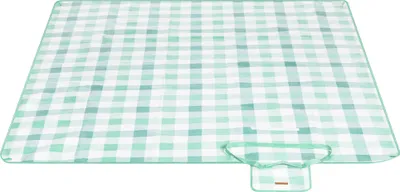 A picnic blanket laid out flat.